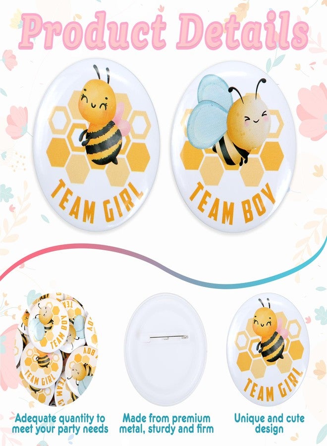 Ohmique What Will Baby Bee Gender Reveal Decorations - Mommy to Be and Daddy to Be Tinplate Badge with 50 Pcs Team Boy Team Girl Pins for Bee Gender Reveal Decorations, He or She Baby Shower Party Supplies - Image 4
